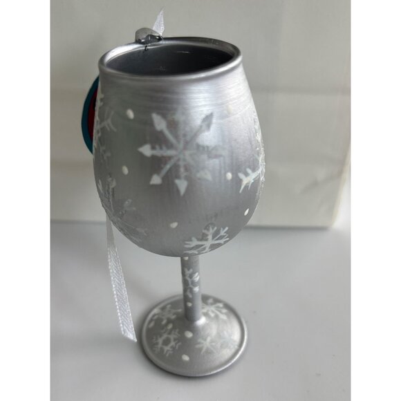 Lolita Platinum Snowflake Mini-Wine Glass Ornament With Snowflake Design - Picture 2 of 5